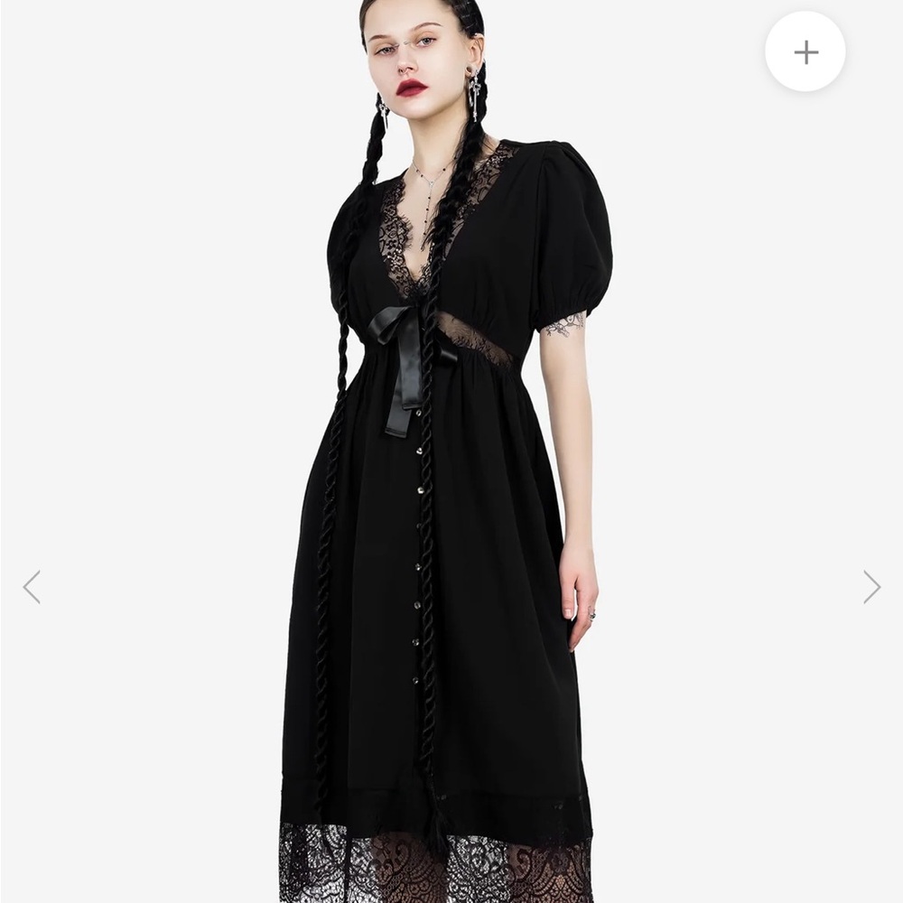 Disturbia Mortuary Lace button up midi dress